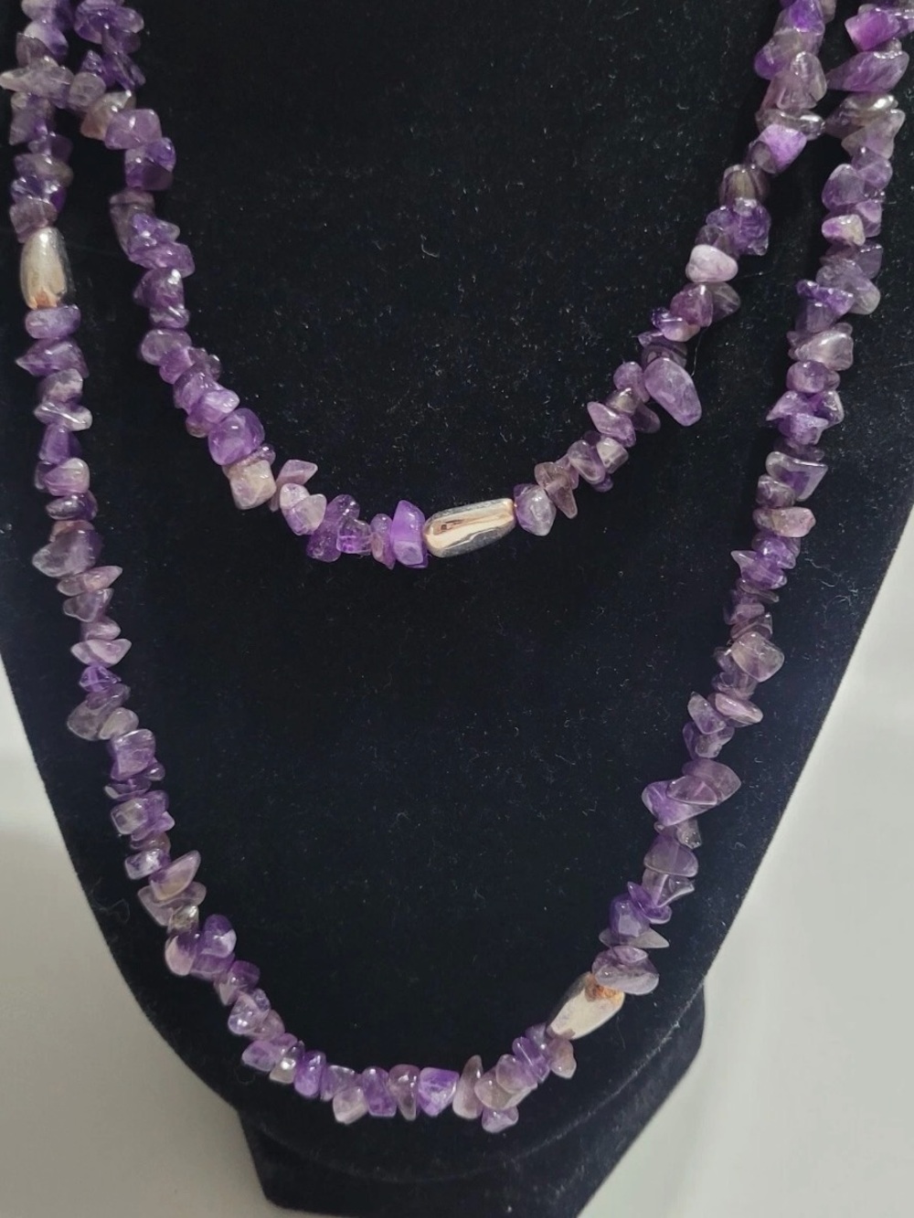 Amethyst Chip Beaded Necklace - Purple